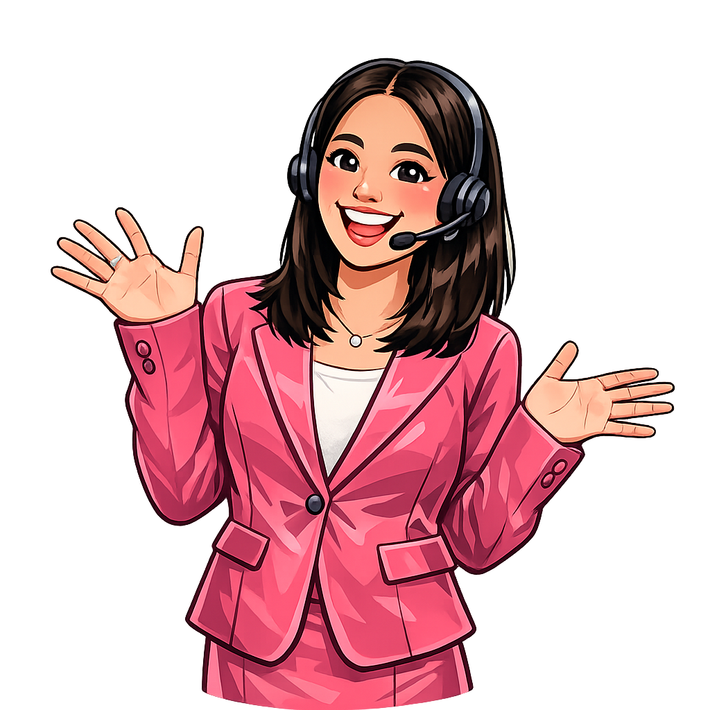 Online ESL teacher holding lesson materials